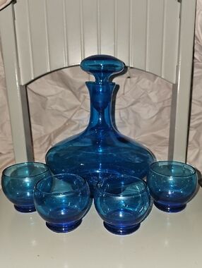 Empoli Glass Decanter Wirh 4 Glasses
